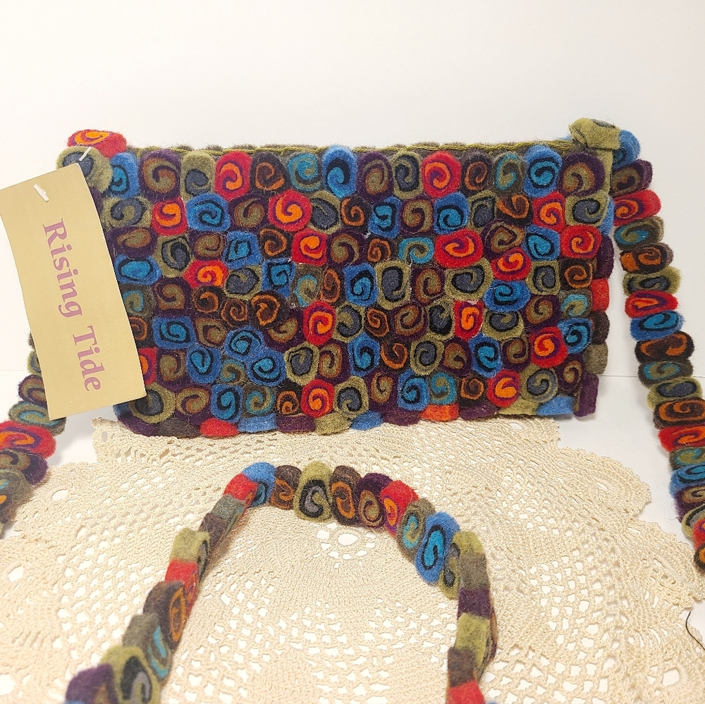 Rising Tide Hand Felted Shoulder Purse